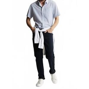 NEW JACHS NEW YORK straight leg summer commuter 5-pocket pants in dark navy